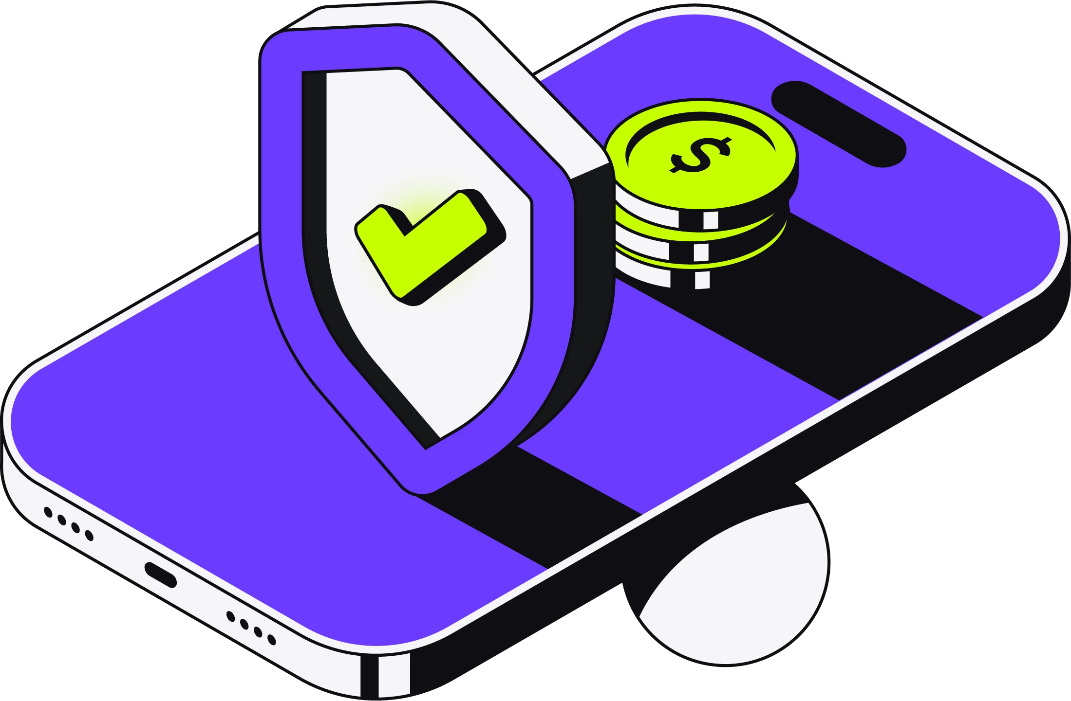 Shield and payment card representing protected infrastructure controls