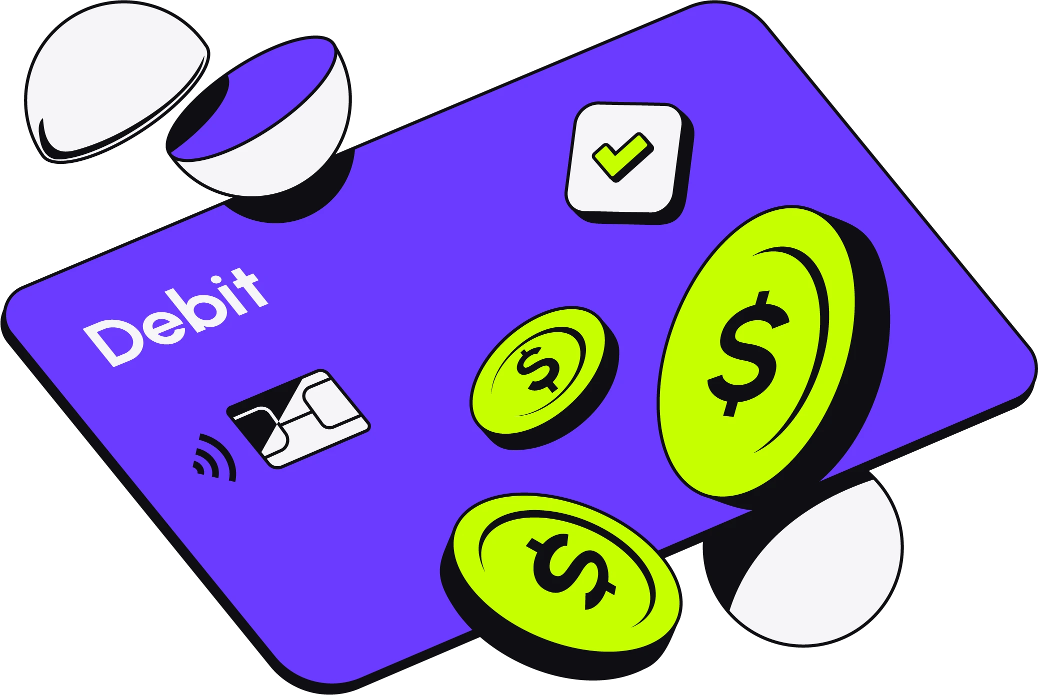 Incoming funds collected onto a card with cash-flow signals