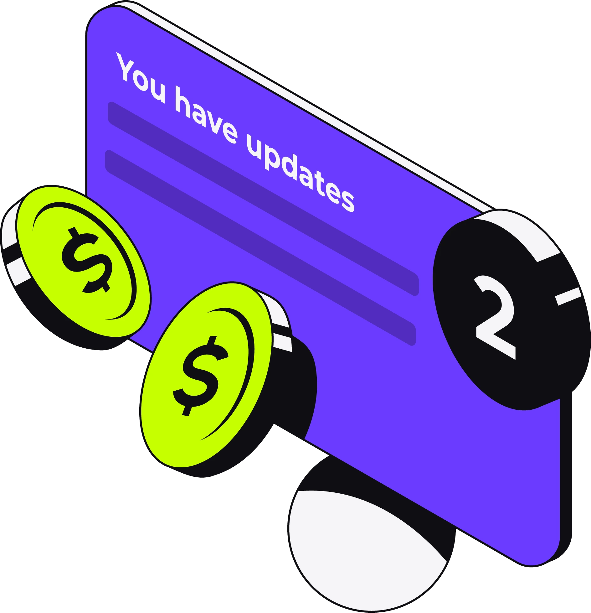 Payment updates and event notifications delivered through a connected feed