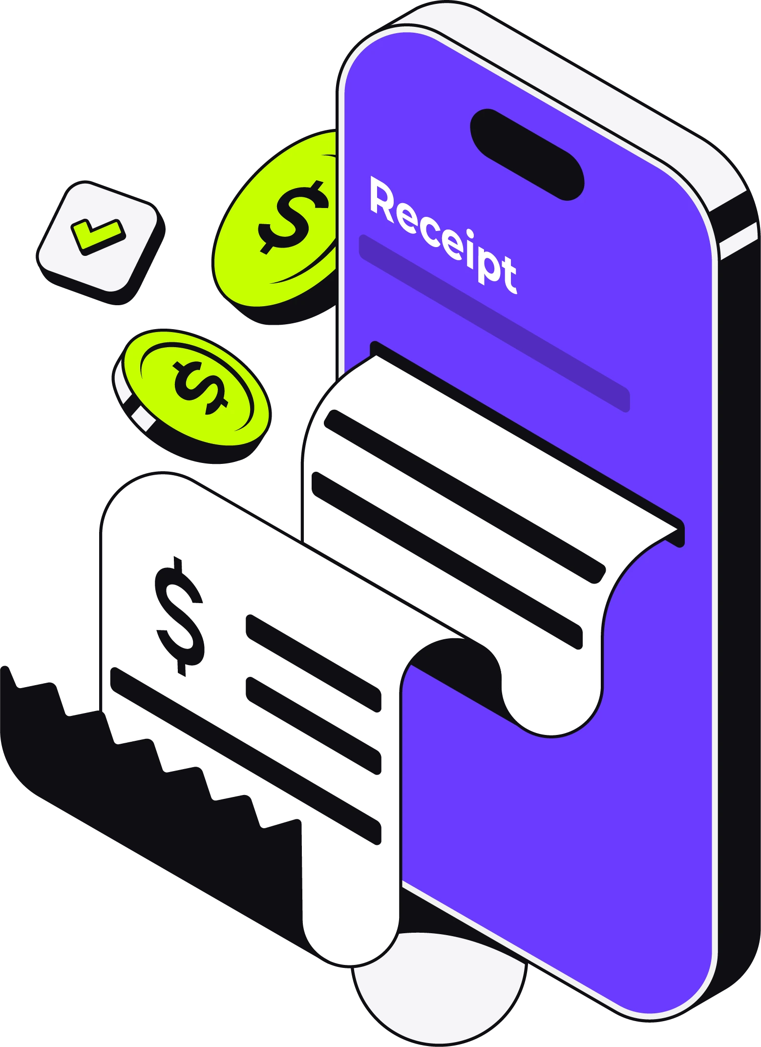 Successful card payment with a receipt and confirmation on a mobile screen